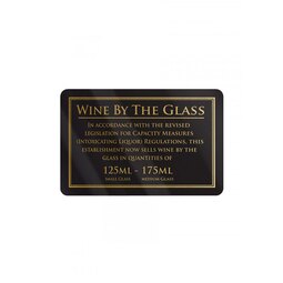 Mileta Black Gloss 17 x 11cm Rectangle Sign - Wine By The Glass 125ml & 175ml
