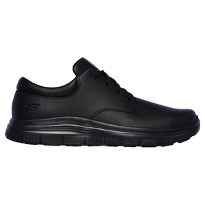 Skechers Flex Advantage Fourche SR Black Leather Slip Resistant Mens Lace Up Shoe
