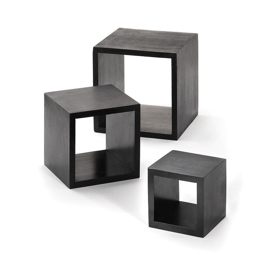 3 Piece Riser Set Black Wood 5, 7 & 9 inch Cubes