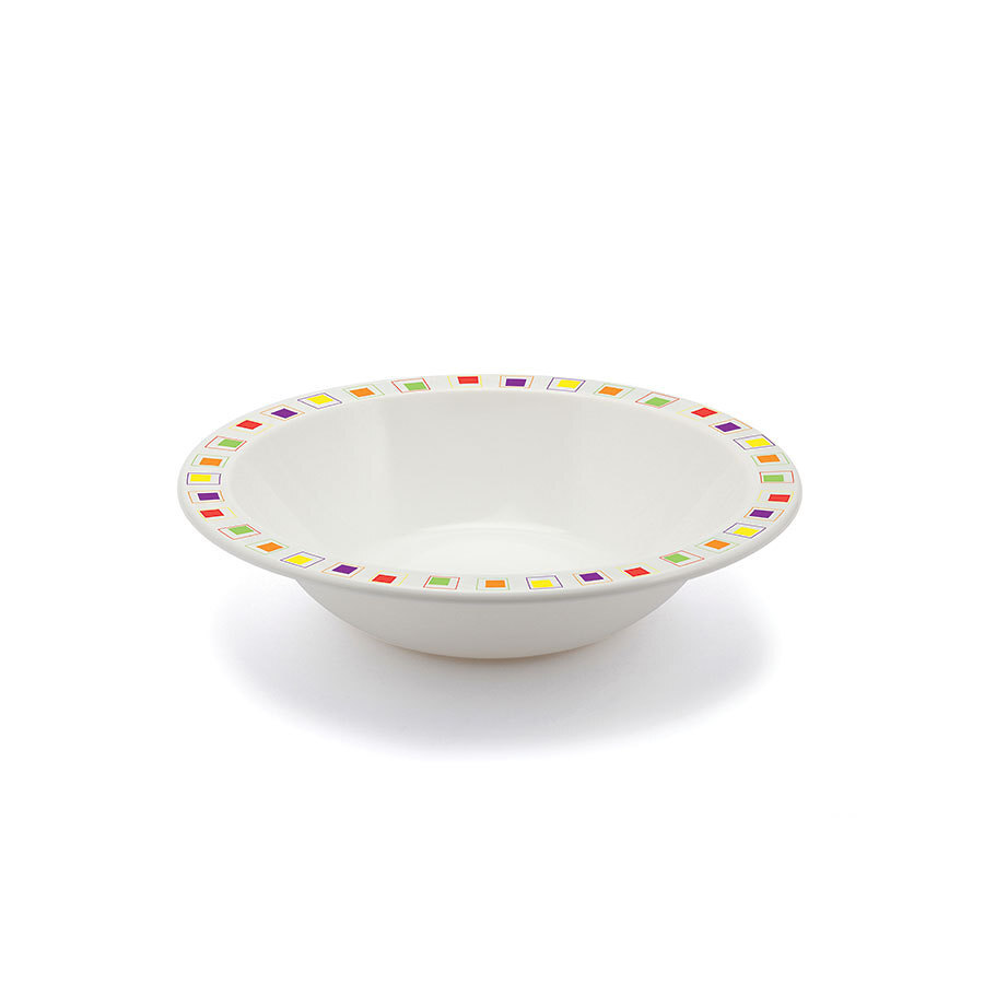 Harfield Duo Polycarbonate White Round Narrow Multi Abstract Rim Bowl 17.3cm