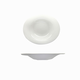 Artisan Crème Vitrified Fine China White Round Wide Rim Bowl 29cm