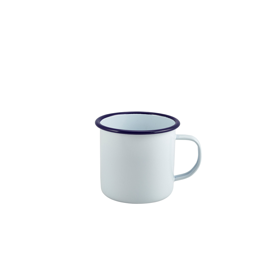 Enamel Mug White With Blue Rim 56.8cl 20oz