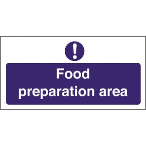 Mileta Kitchen Food Safety Sign Self Adhesive Vinyl 100 x 200mm - Food Preparation Area