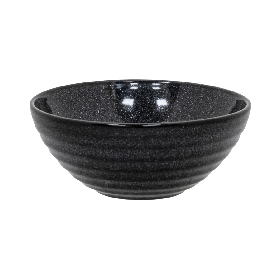 Artisan Granite Vitrified Fine China Black Round Side Bowl 16cm