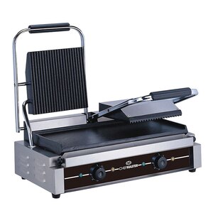 Chefmaster Contact Grill - Double - Ribbed top plate / Flat bottom plate
