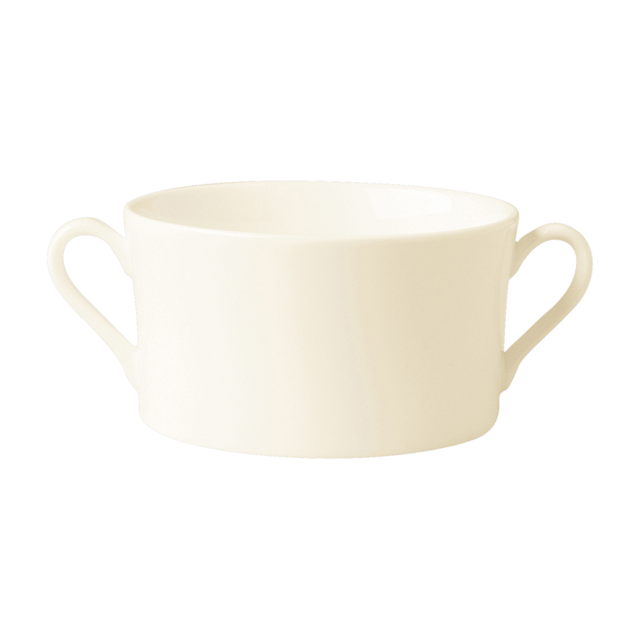 Rak Ivoris Finedine Vitrified Porcelain White Round Handled Cream Soup Bowl 35cl