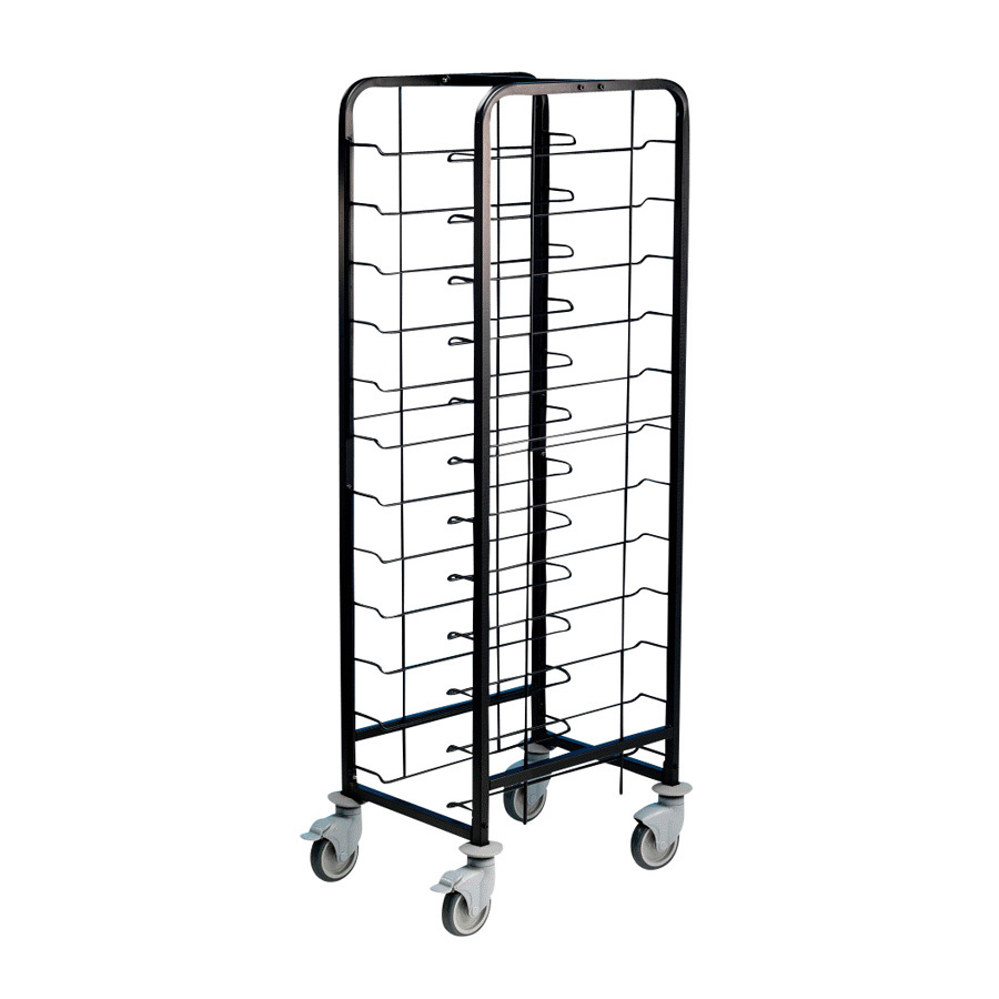 Tray Clearing Trolley - 1 x 12 Tray - Black Frame