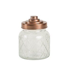 Small Lattice Glass Jar Copper Finsih Lid600ml