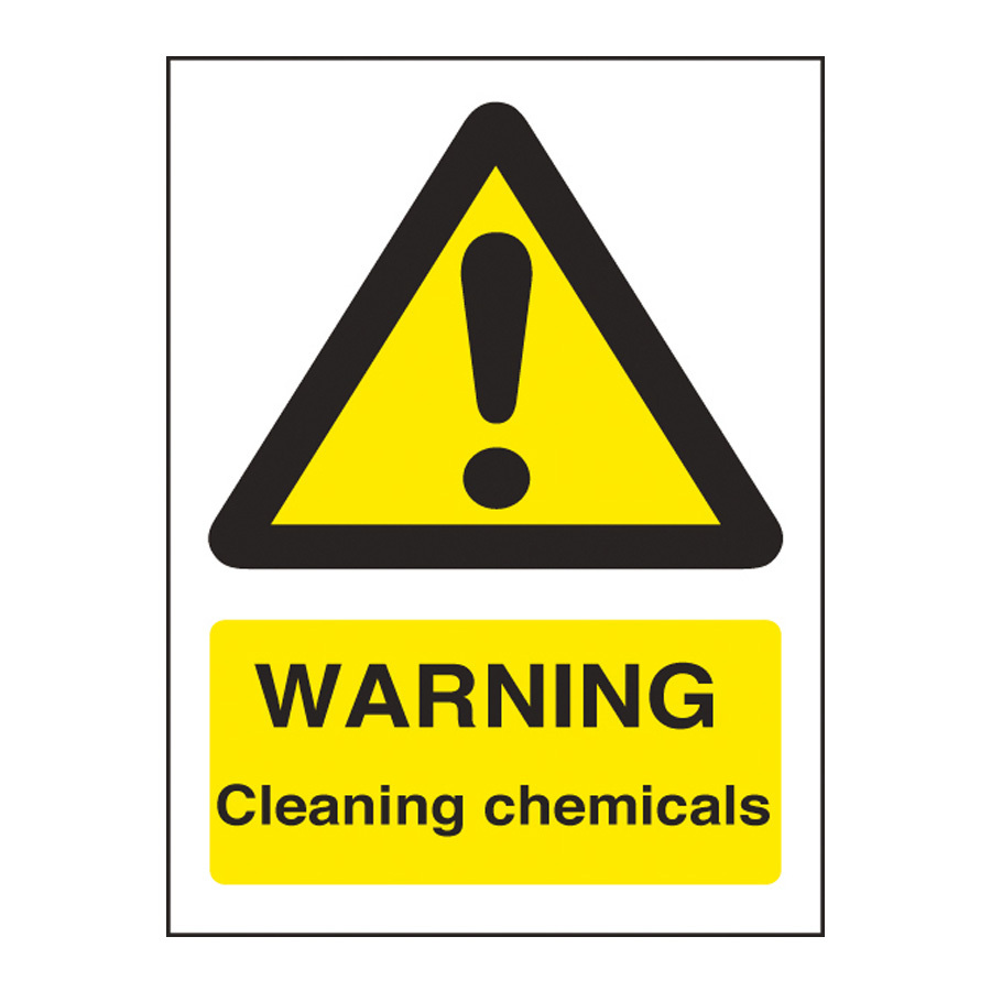 Mileta Warning Sign Self Adhesive Vinyl  - Cleaning Chemicals 15 x 20cm