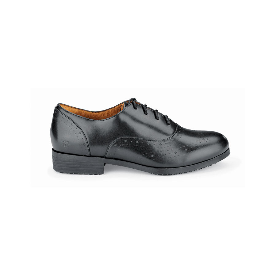 Shoes For Crews Kora Black Leather Antislip Ladies Formal Shoe