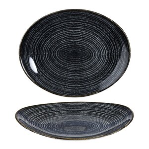 Churchill Studio Prints Homespun Vitrified Porcelain Black Oval Coupe Plate 31.7x25.5cm