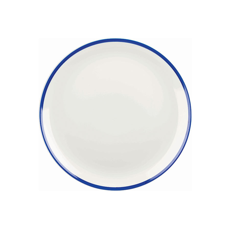 Churchill Retro Blue Vitrified Porcelain White Round Large Coupe Plate 28.8cm