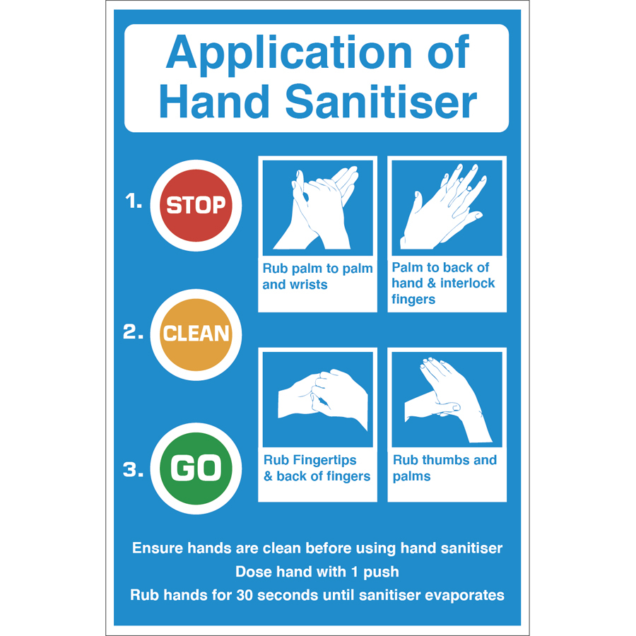 Mileta Safety Sign - Application Of Hand Sanitiser Vinyl Sign 300x200mm