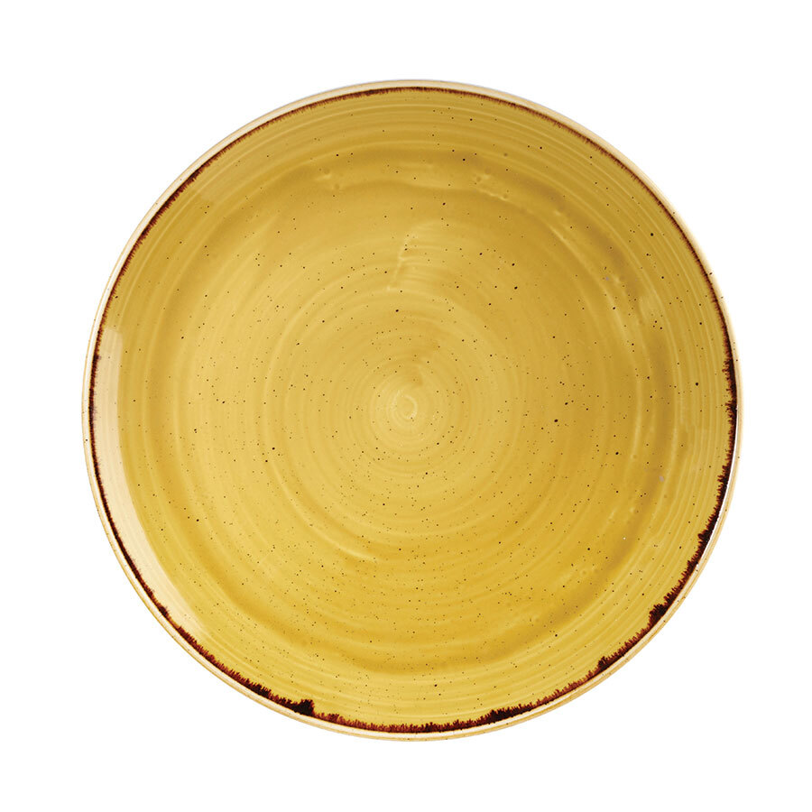 Churchill Stonecast Vitrified Porcelain Mustard Seed Yellow Round Coupe Plate 32.4cm