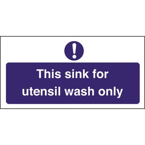 Mileta Kitchen Sink Safety Sign Self Adhesive Vinyl 100 x 200mm - Utensil Wash Only