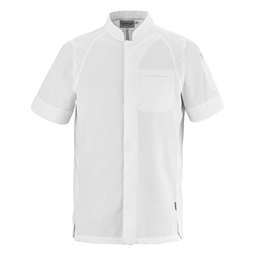 Basil Men's Lightweight Chef Jacket Mesh Panels Short Sleeved White