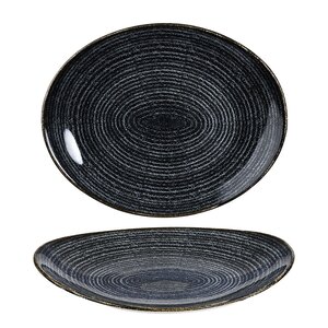 Churchill Studio Prints Homespun Vitrified Porcelain Black Oval Coupe Plate 27x22.9cm