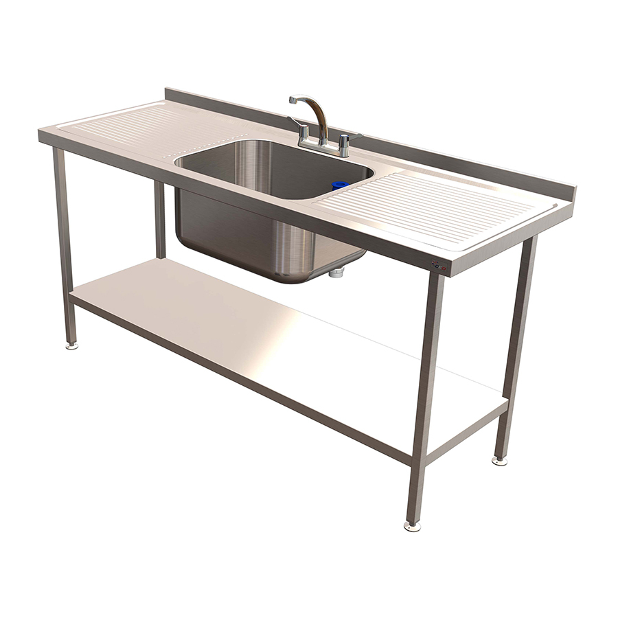 Quick Service Single 79L Sink - with Double Drainer - 1800 x 650mm