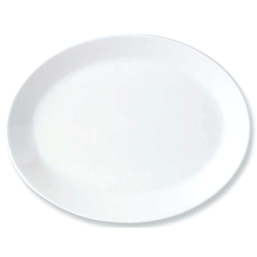 Steelite Simplicity Vitrified Porcelain White Oval Coupe Plate 34.25cm