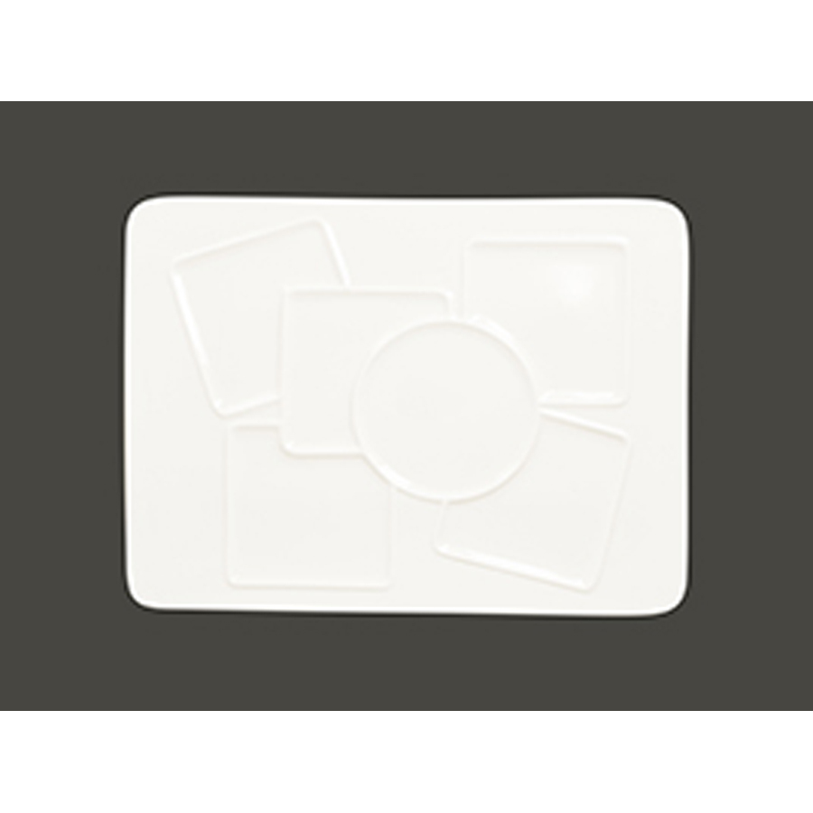 Rak Suggestions Create Vitrified Porcelain White Rectangular Plate With 6 Zones 37x27cm