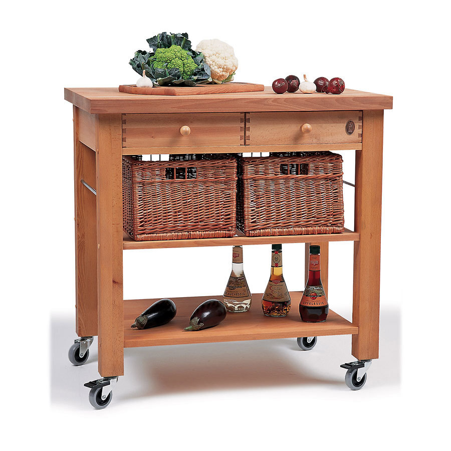 Two Drawer Beechwood Trolley With Baskets