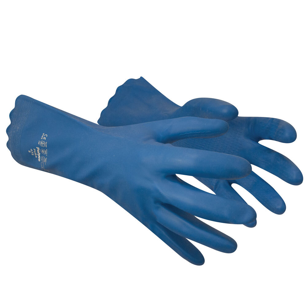 Polyco 474/5/6 Pura Lined Blue PVC Glove