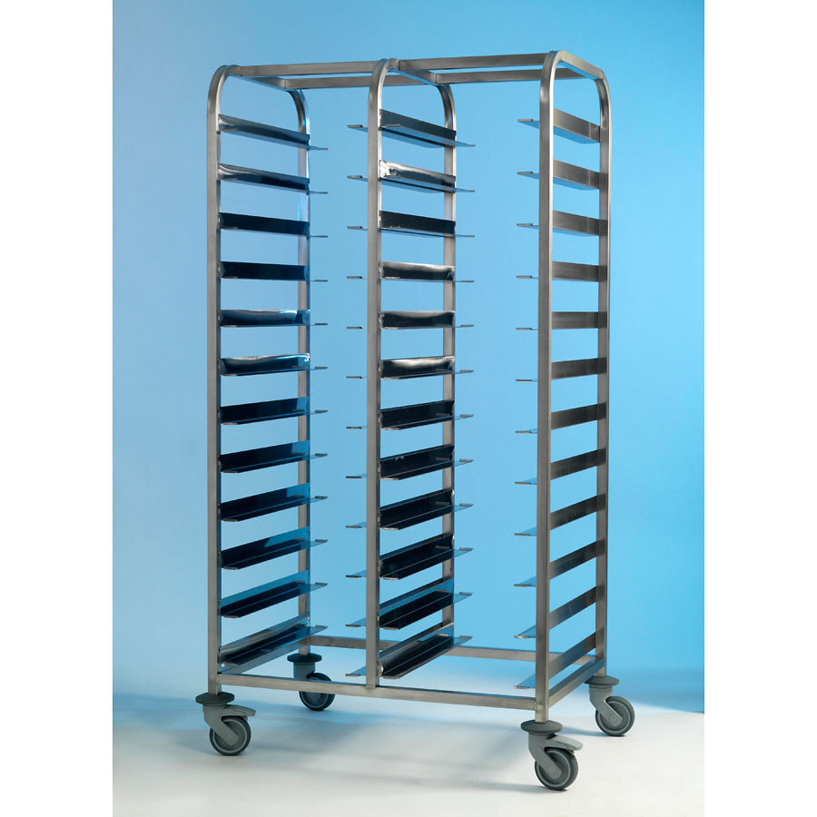 Tray Clearing Trolley - 2 x 12 Tray - Stainless Steel Frame
