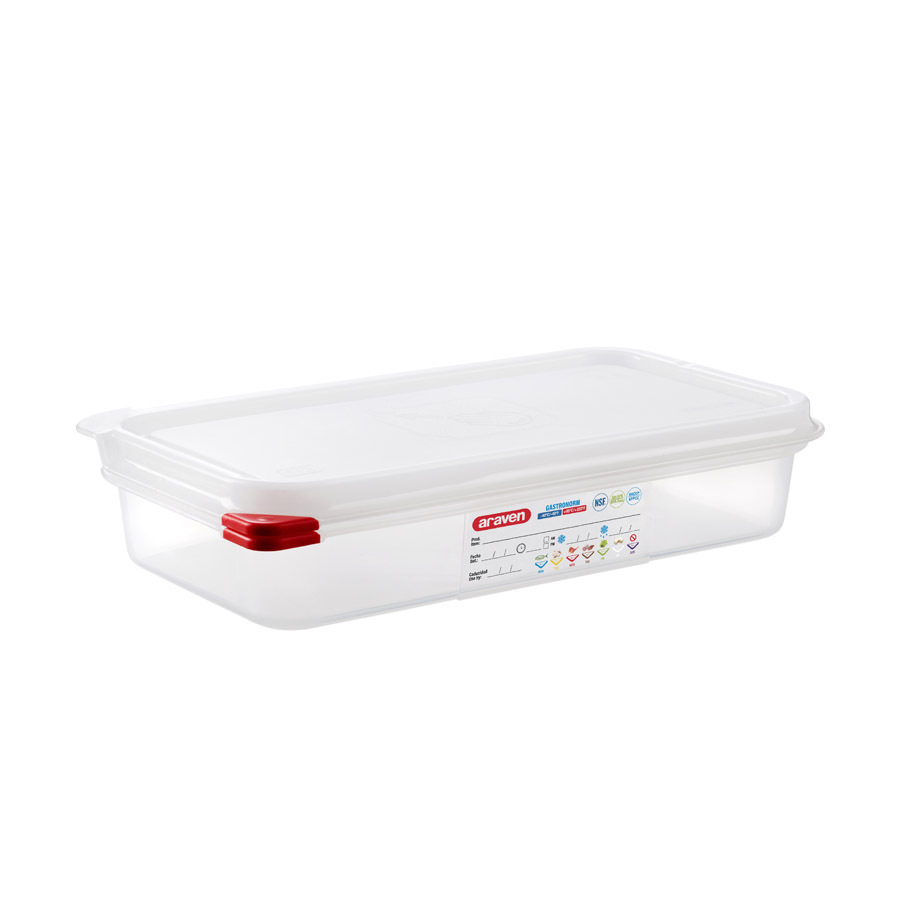 Araven Polypropylene Airtight Container Gastronorm 1/3 2.5ltr With ColourClips and Label