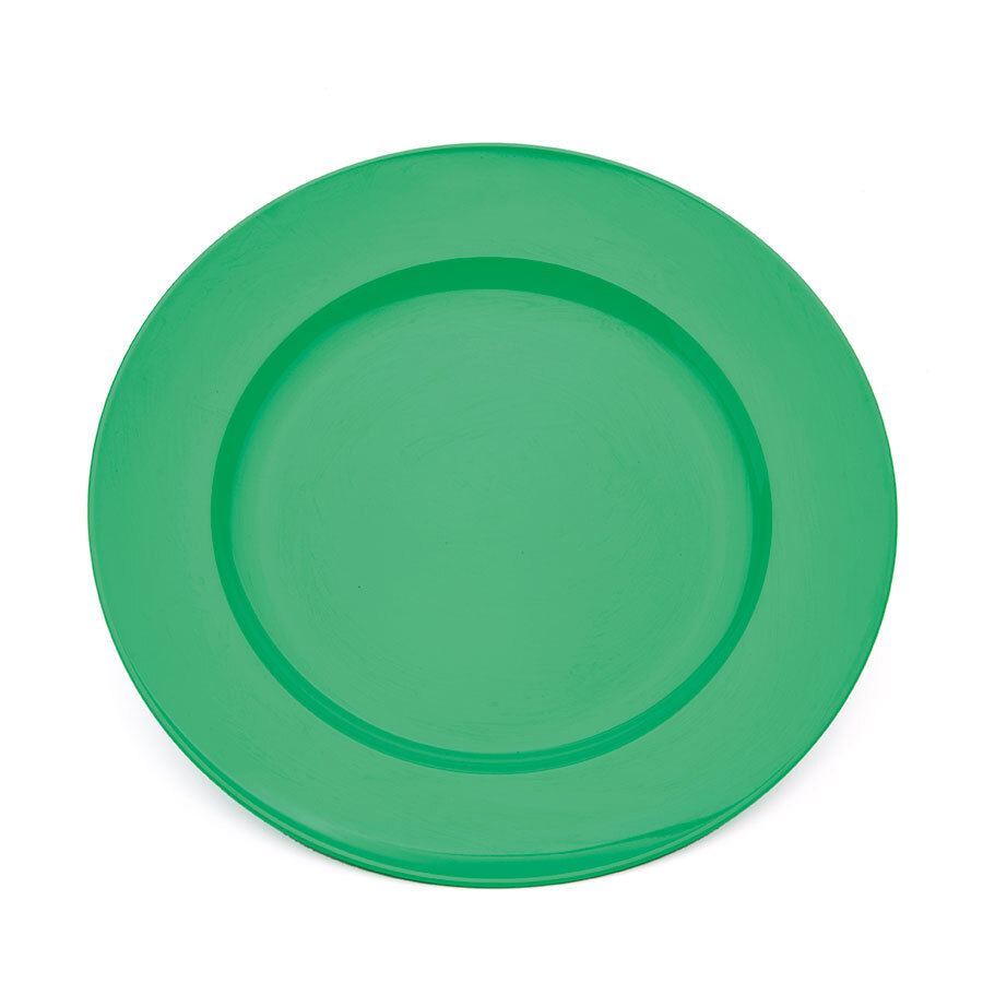 Harfield Polycarbonate Emerald Green Round Large Wide Rim Dinner Plate 24cm