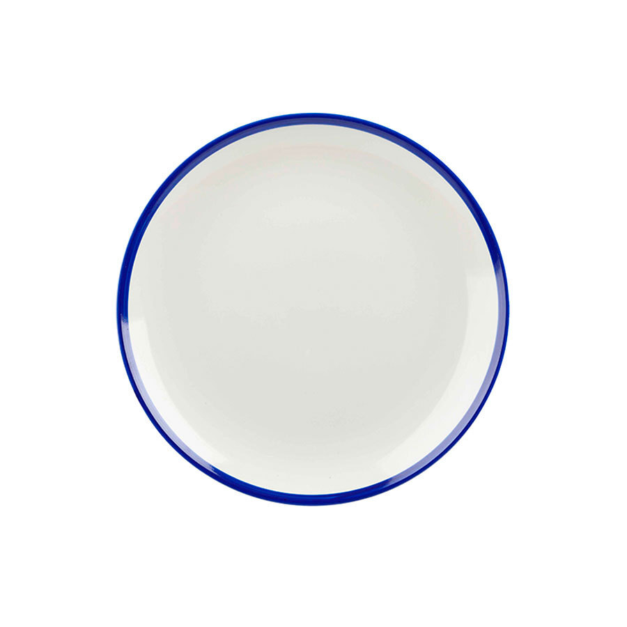 Churchill Retro Blue Vitrified Porcelain White Round Medium Coupe Plate 21.7cm