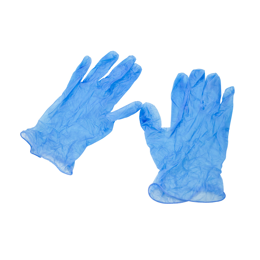 Blue Vinyl Powdered Gloves Medium