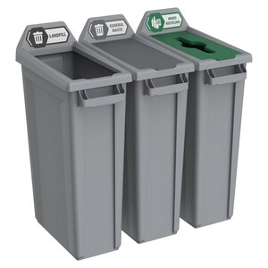 Trust Recycling Station 3 Stream Landfill/General/Mixed Grey HDPE 87ltr 50.7x82x89.9cm