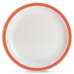 Harfield Duo Polycarbonate White Round Narrow Orange Rim Plate 23cm