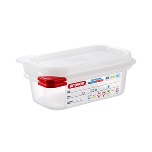 Araven Polypropylene Airtight Container Gastronorm 1/9 0.6ltr With ColourClips and Label
