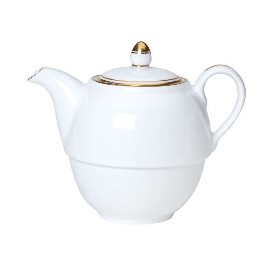 William Edwards Burnished Gold Bone China White Tea for One Teapot 46cl 16oz