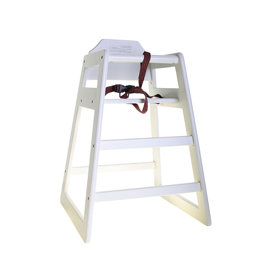 Assembled White High Chair With Three Point Buckle