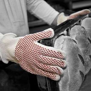 Polyco Hot Glove Heat Resistant White & Red Cotton Glove with Nitrile Grip Coating