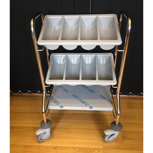 Cutlery Trolley - 2 Containers - Stainless Steel Frame