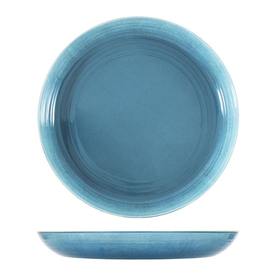 Light Blue Glazed Melamine Casablanca 3.5L Low Bowl