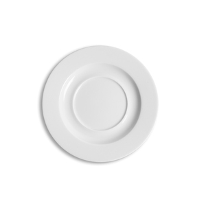 Crème Rousseau Vitrified Porcelain White Round Soup Bowl Saucer 17cm