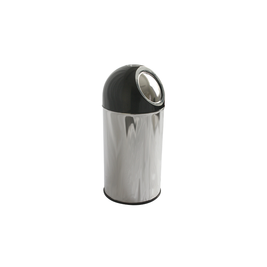 Push Bin With Black Dome Stainless Steel 40ltr