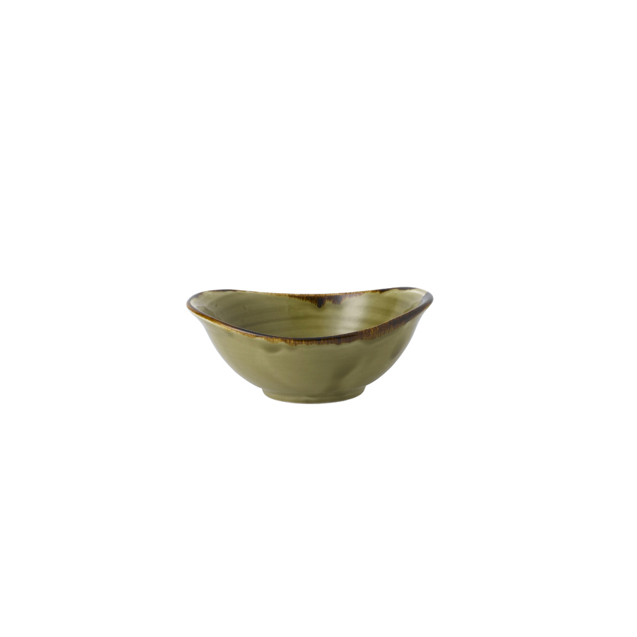 Dudson Harvest Vitrified Porcelain Green Oval Deep Bowl 17.4x14.7cm 47cl 16.5oz