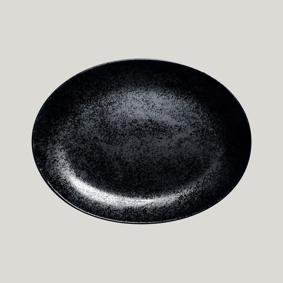 Rak Karbon Vitrified Porcelain Black Oval Platter 32x23cm