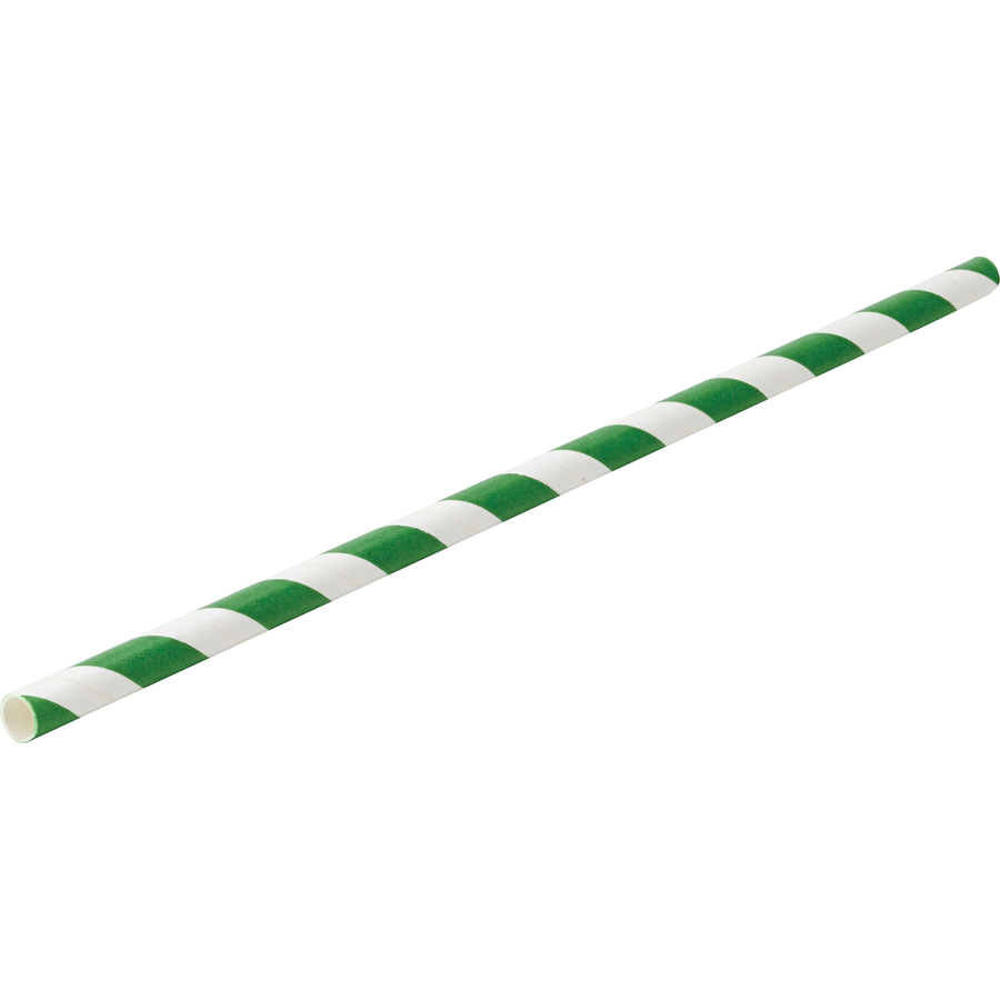 Paper Green Stripe Straw 8 Inch 20cm