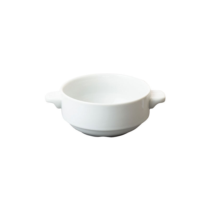 Great White Porcelain Round Lugged Soup Bowl 28cl 10oz