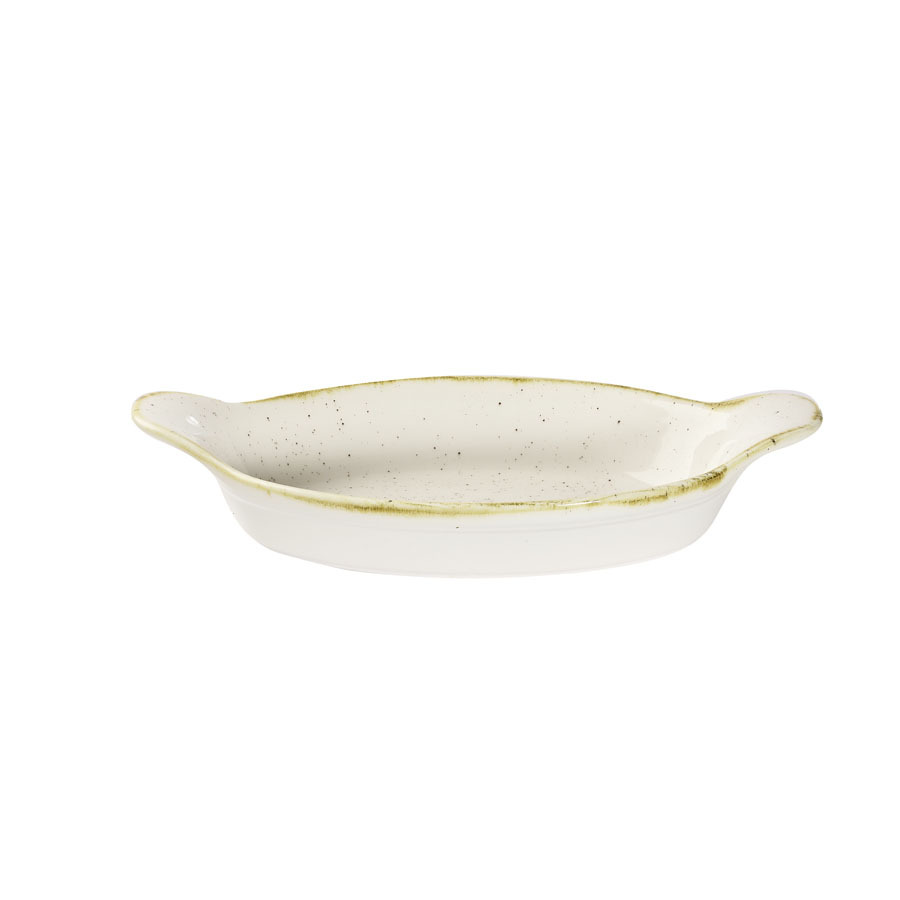 Churchill Stonecast Vitrified Porcelain Barley White Oval Eared Dish 23.2x12.5cm 38cl 13.4oz