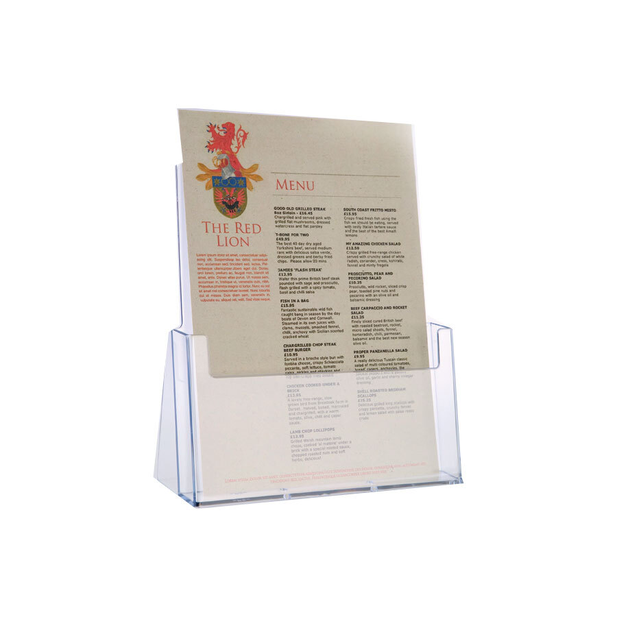 A4 Card & Leaflet Holder Clear Acrylic