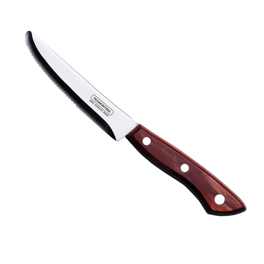 Tramontina 18/10 Stainless Steel Trigger Polywood Steak Knife Red Handle