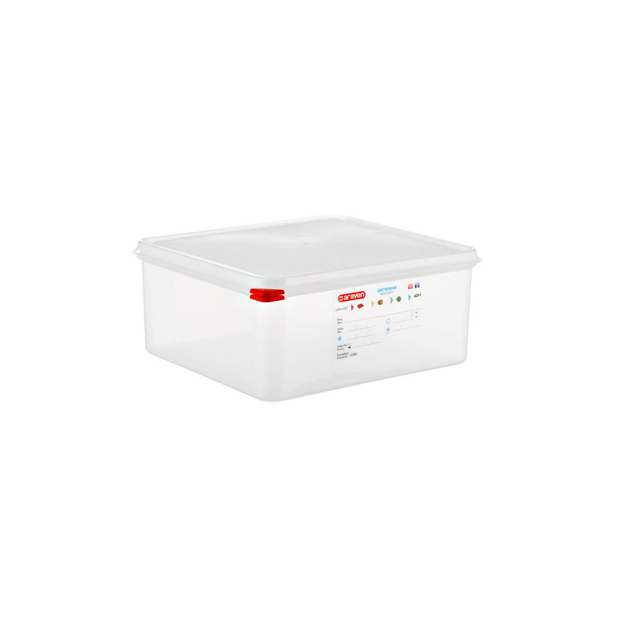 Araven Polypropylene Airtight Container Gastronorm 2/3 14ltr With ColourClips and Label