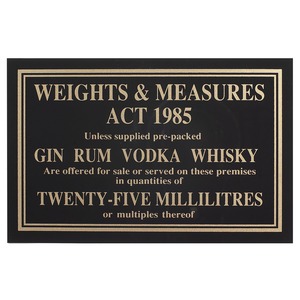 Mileta Black Gloss 17 x 11cm Rectangle Sign - Weights & Measures Act -  35ml